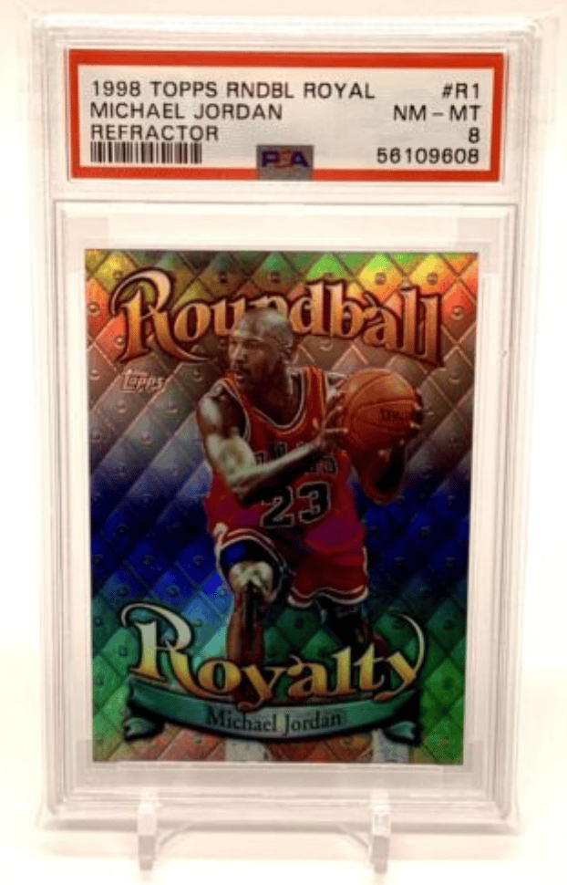 MICHAEL JORDAN 1998 TOPPS ROUNDBALL ROYALTY REFRACTOR PSA 8